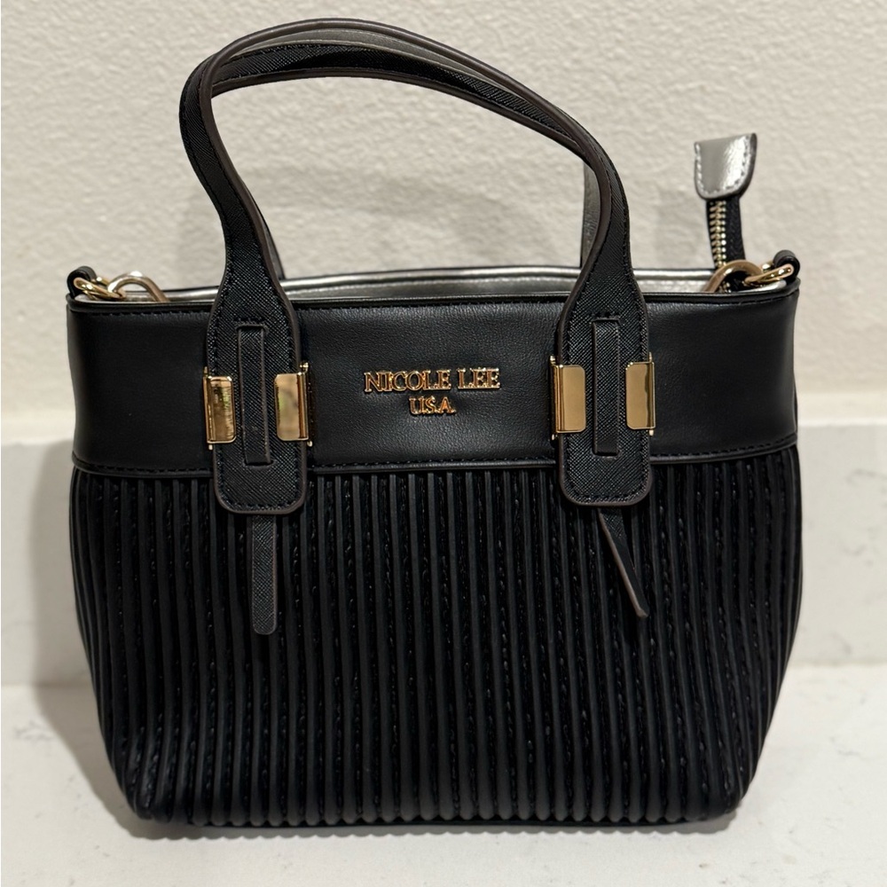 Nicole Lee Black and Gold Satchel